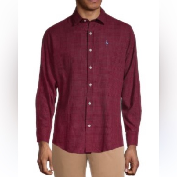 Tailorbyrd Red Blue Checked Brushed Twilll Regular Fit Button Down Size XL - Picture 1 of 13